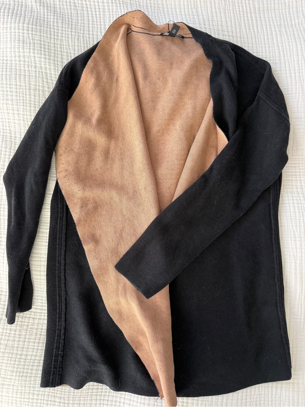 Eileen Fisher Black Trim Camel Knit Cardigan